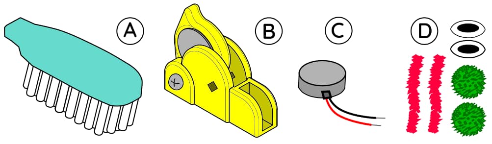 Zeichnung Bauanleitung Wunderwuzzi Zahnbürstenroboter Bristlebot